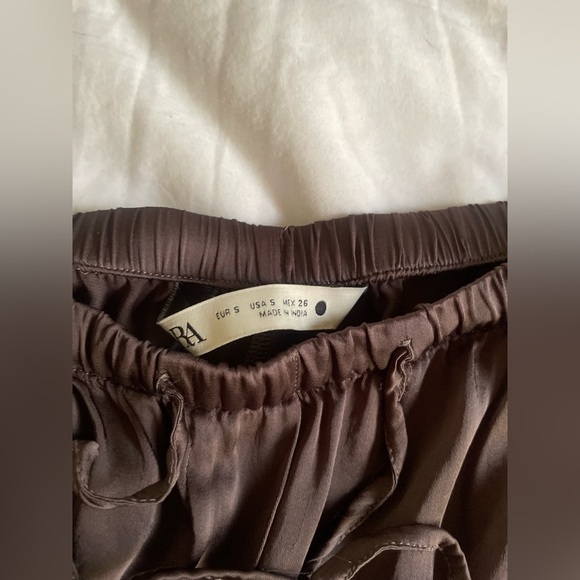 Zara Embroidered Satin Trousers Silver Gray  Size Small
Adjustable - Picture 8 of 15